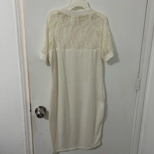 Cream Lace Short Sleeve Dress